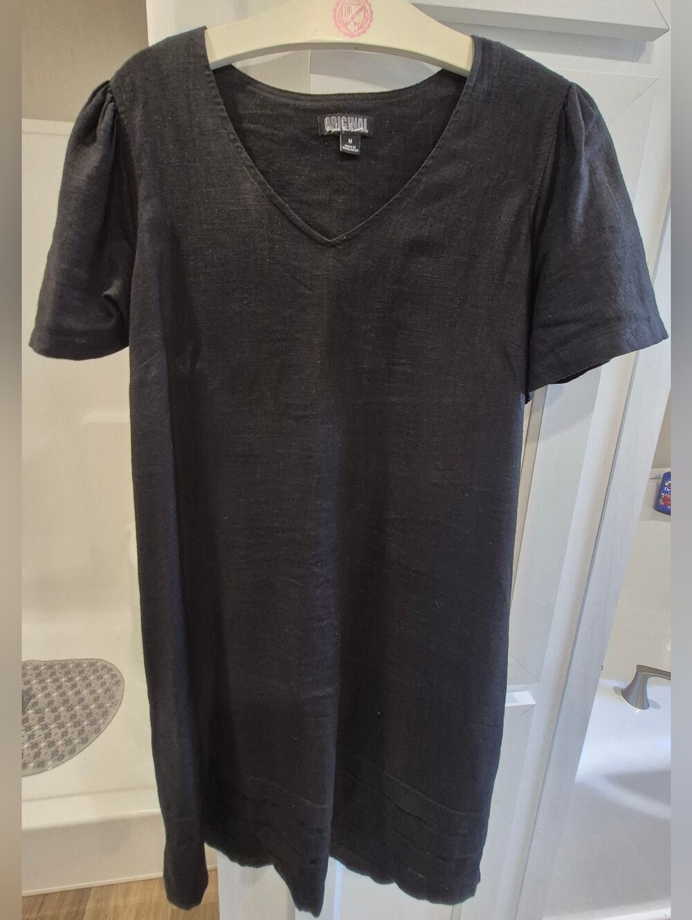 Nicole Miller Black V-Neck Midi Dress
